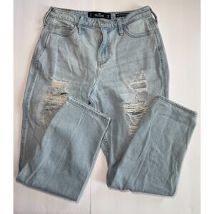 Hollister Mom Jeans Womens 7R W28 L27 High Rise Distressed Light Wash